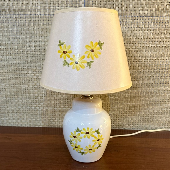 🌟2xHP🌟VTG 1950s-60s Hand Painted Sunflower Motif Ceramic Ginger Jar Lamp - Picture 1 of 14